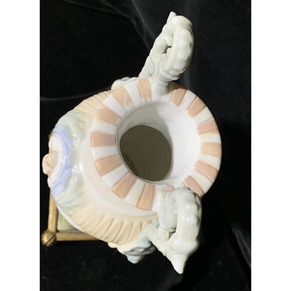 Vtg Soft Pastel Cherub 8.75" Vase Urn Double Handled Raised Relief Excellent - Picture 5 of 6